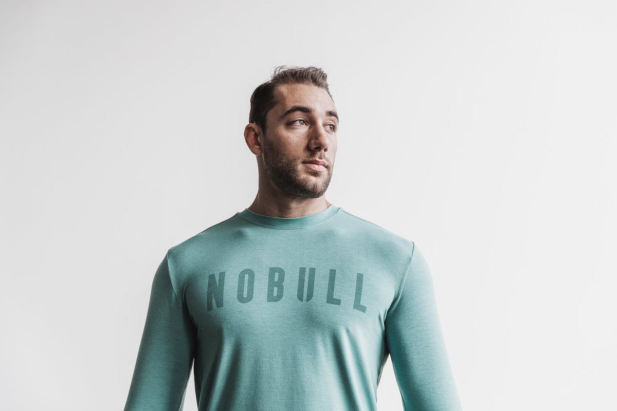 Nobull Men\'s Long Sleeves Blue | Australia (VP2197)